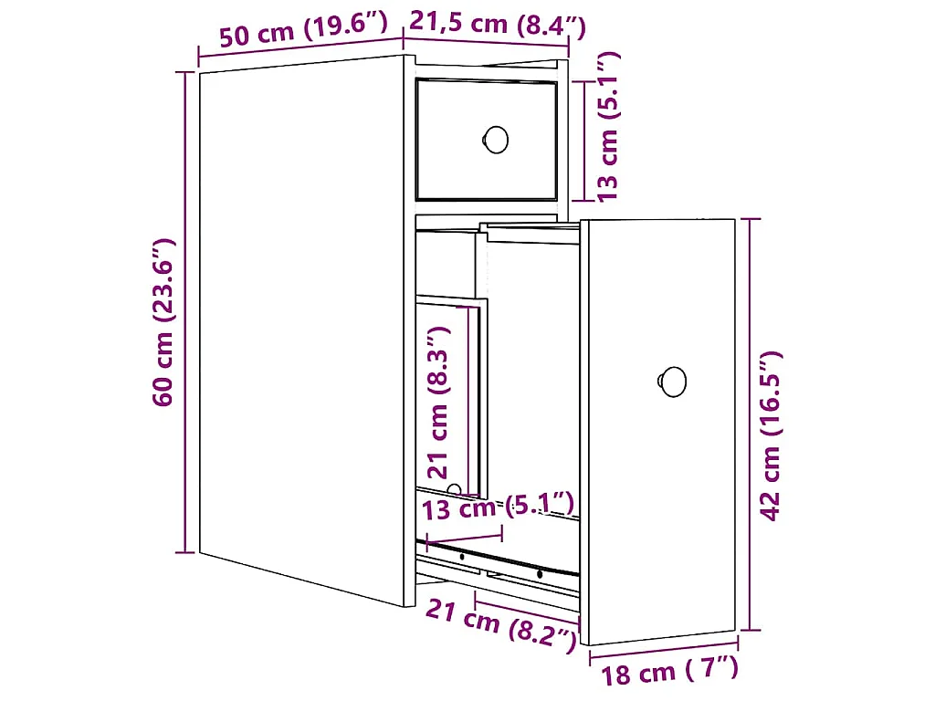 Armoire de salle de bain étroite avec roulettes blanc