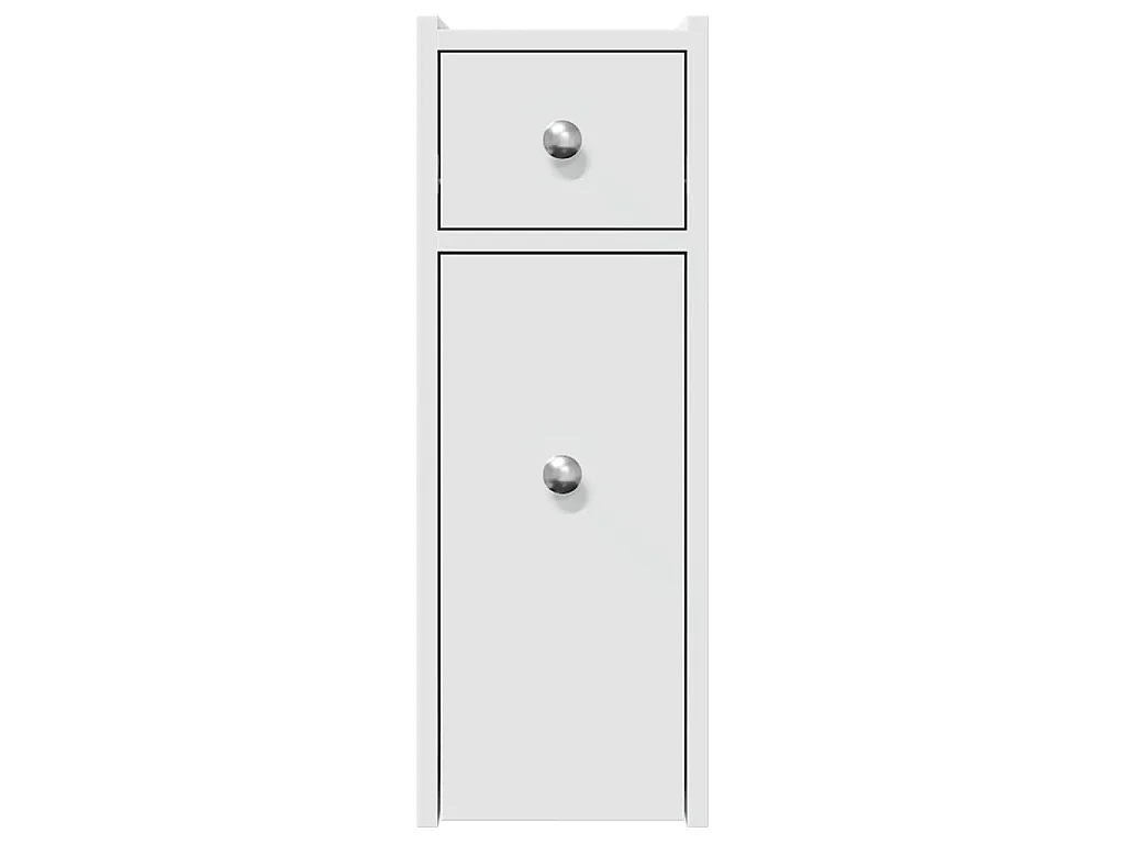 Armoire de salle de bain étroite avec roulettes blanc