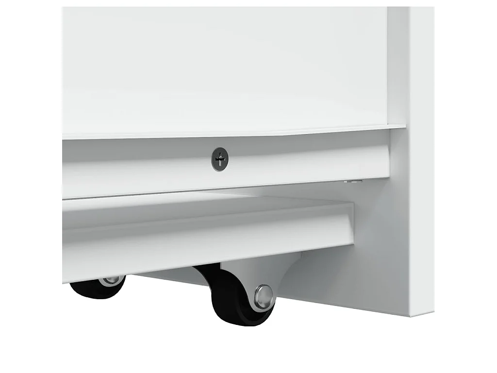 Armoire de salle de bain étroite avec roulettes blanc