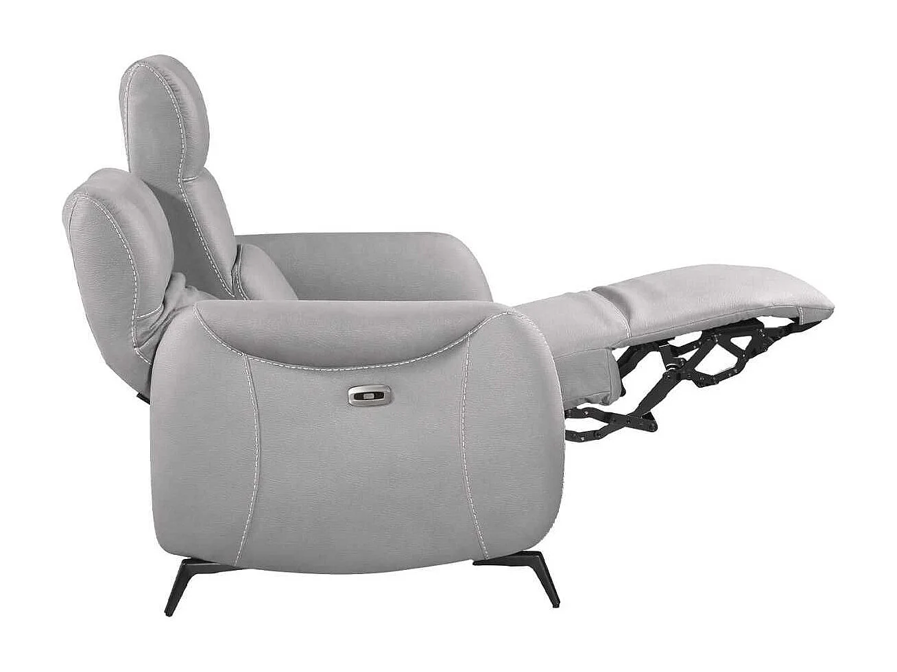 Canapé 2 places relax électrique tissu micro peau ultra doux gris clair - SMALK