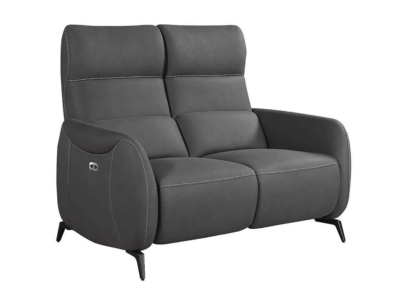 Canapé 2 places relax électrique tissu micro peau ultra doux gris foncé - SMALK