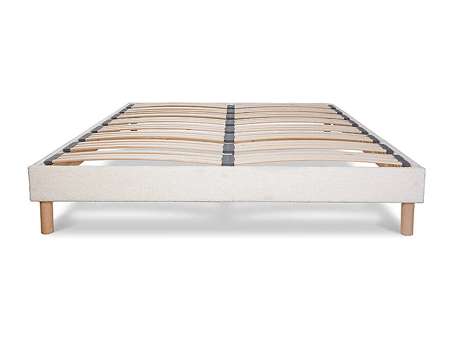 Sommier à lattes BIANCA 160x200 cm - laine bouclée blanc