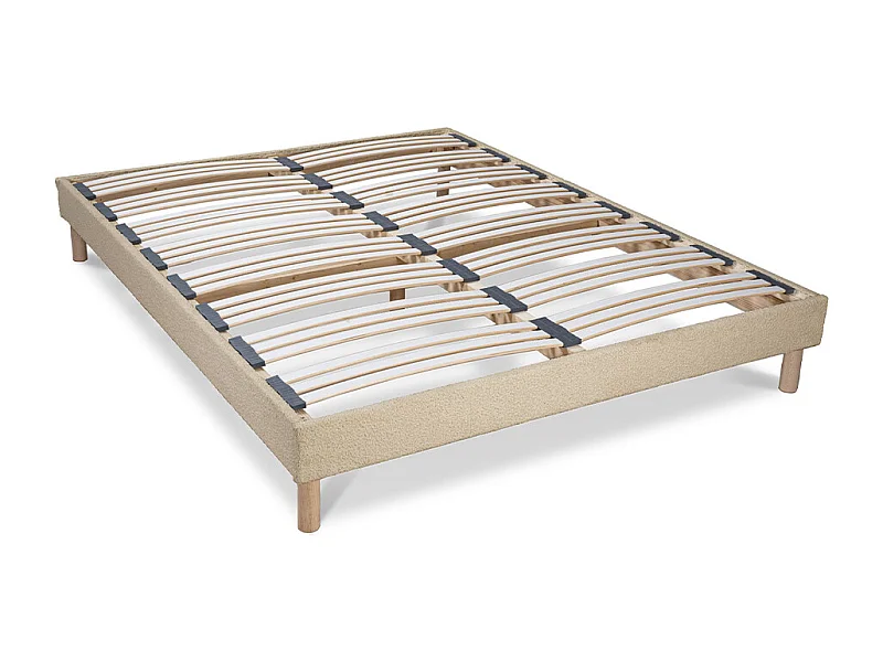 Sommier à lattes laine bouclée Taupe BIANCA - 140 x 200 cm