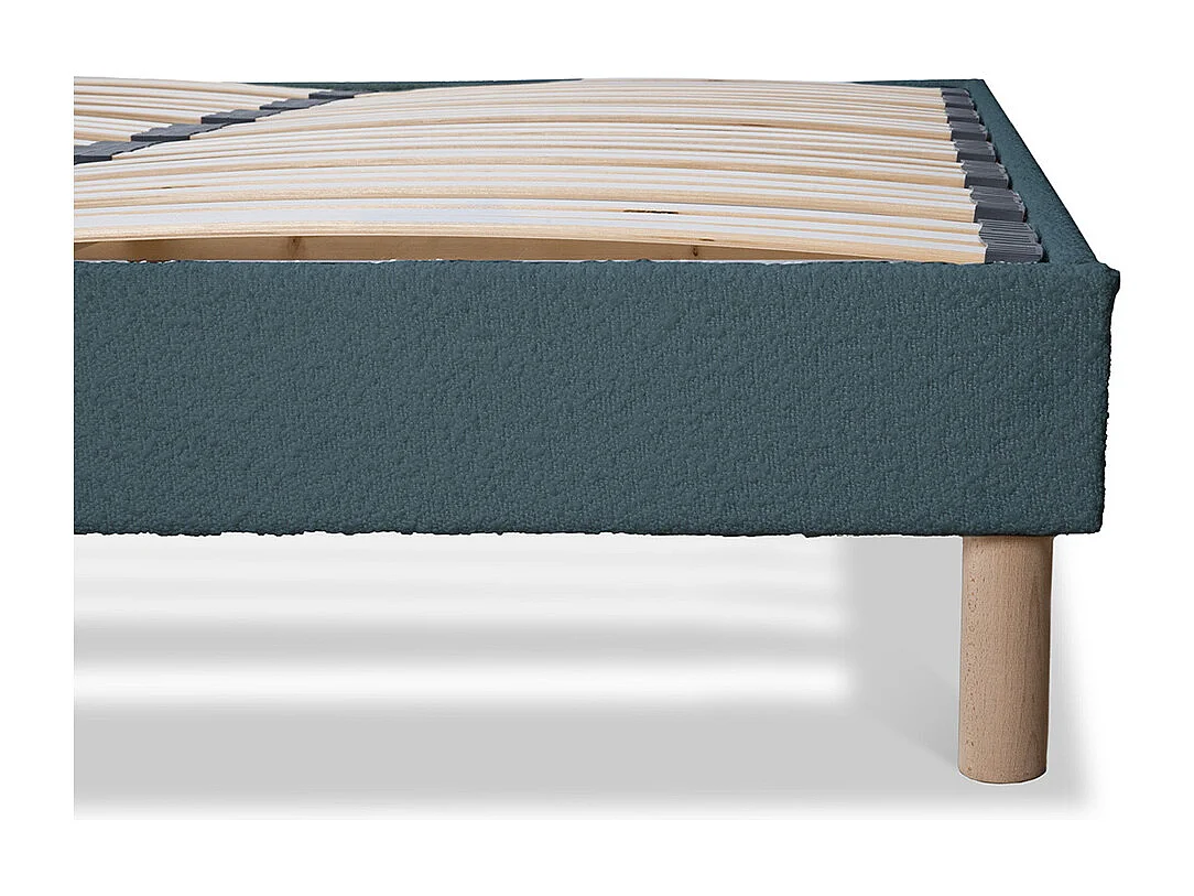 Sommier à lattes laine bouclée bleu BIANCA - 90 x 190 cm