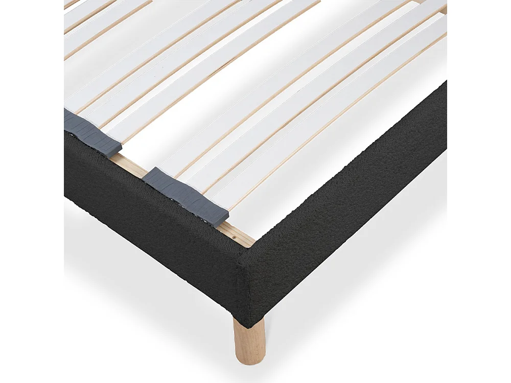 Sommier à lattes laine bouclée gris clair BIANCA - 90 x 190 cm