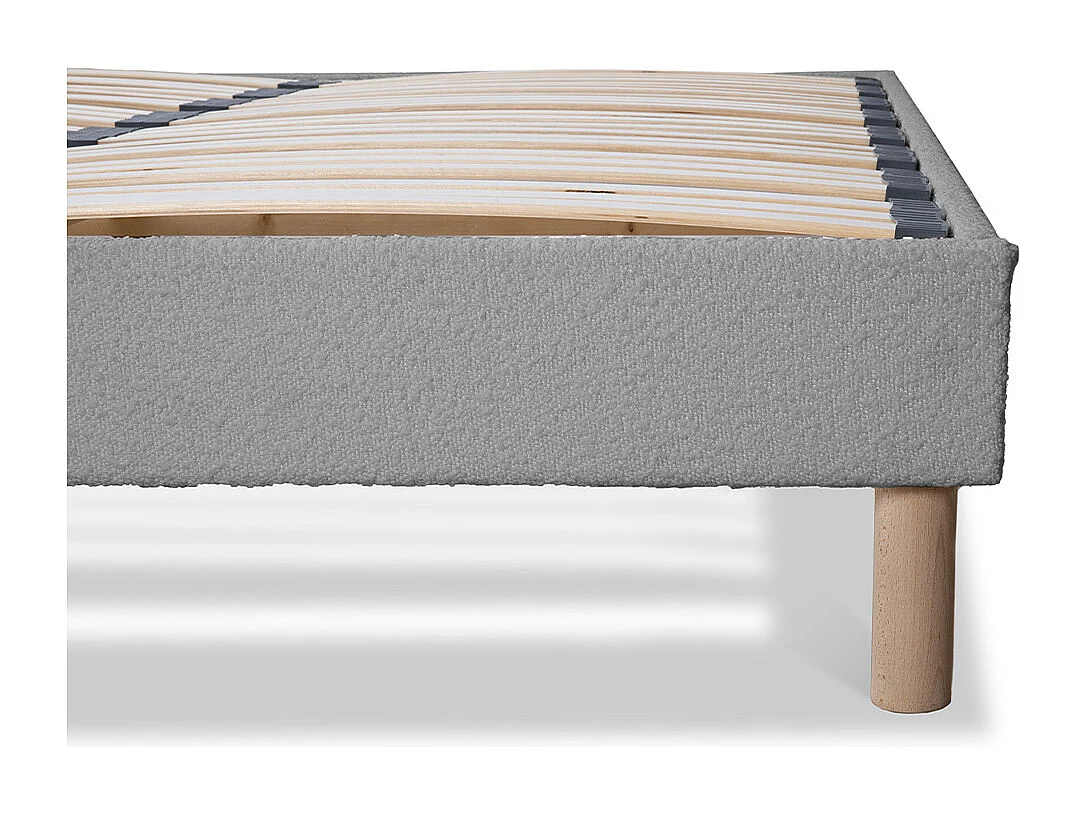 Sommier à lattes laine bouclée gris clair BIANCA - 140 x 190 cm