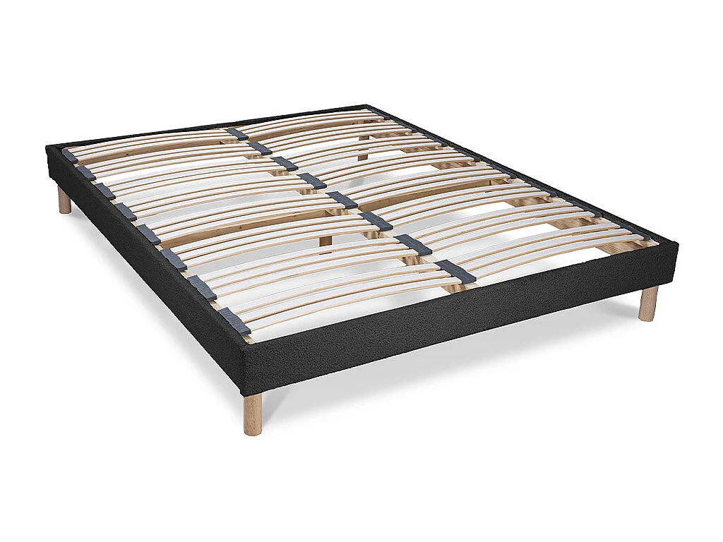 Sommier à lattes laine bouclée gris foncé BIANCA - 140 x 200 cm