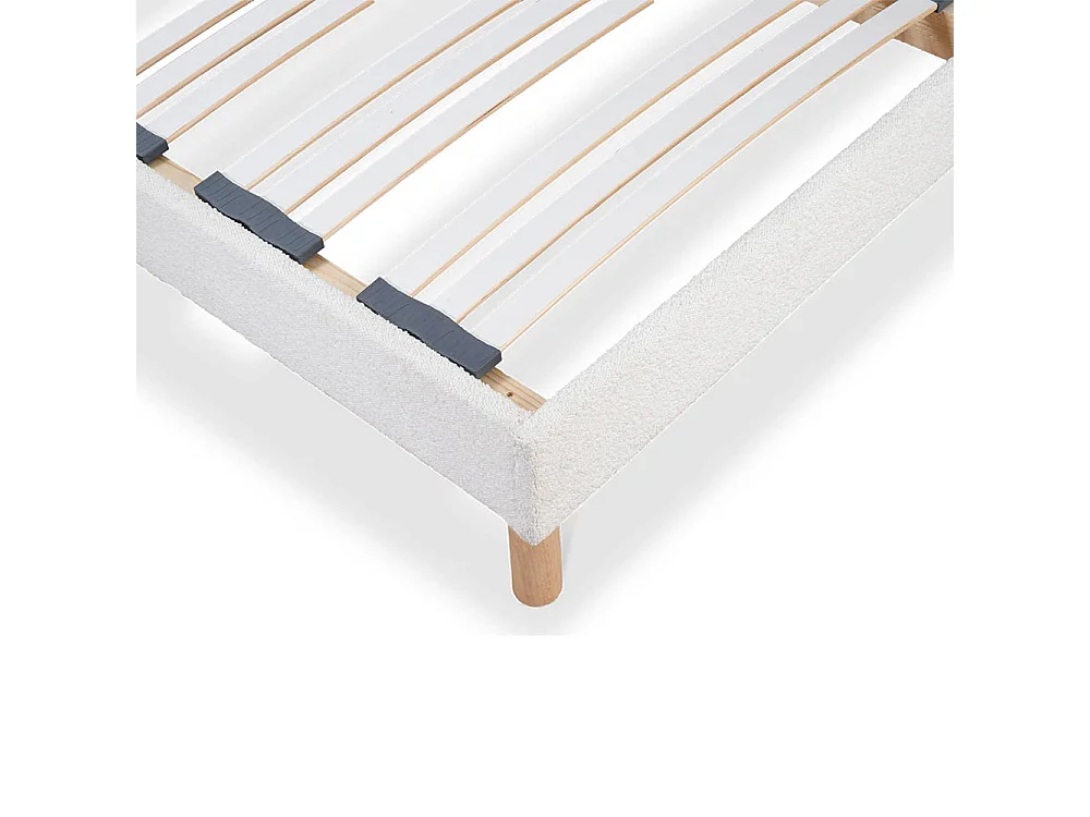 Sommier à lattes Laine bouclée blanc BIANCA - 140 x 200 cm