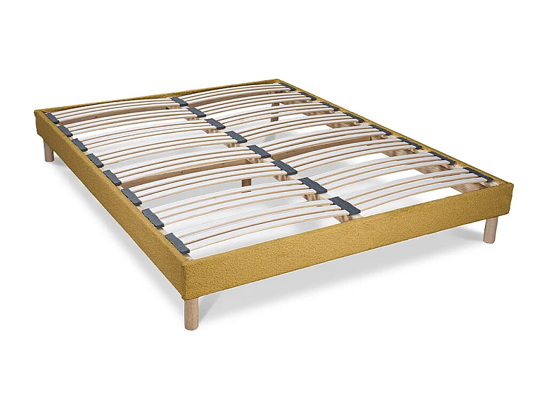 Sommier à lattes laine bouclée jaune BIANCA - 90 x 190 cm