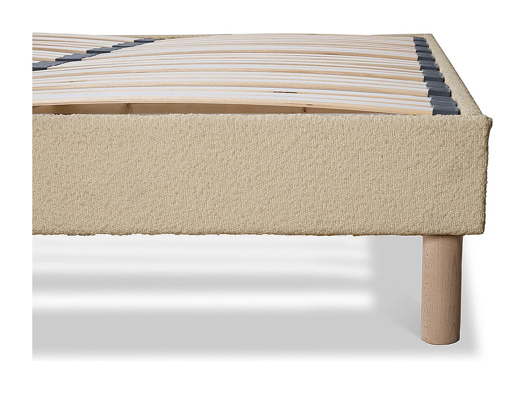 Sommier à lattes laine bouclée beige BIANCA - 180 x 200 cm