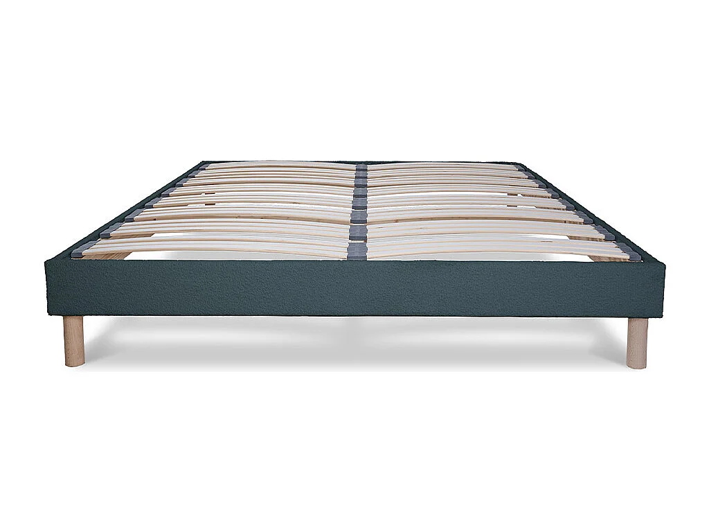Sommier à lattes laine bouclée bleu BIANCA - 140 x 200 cm