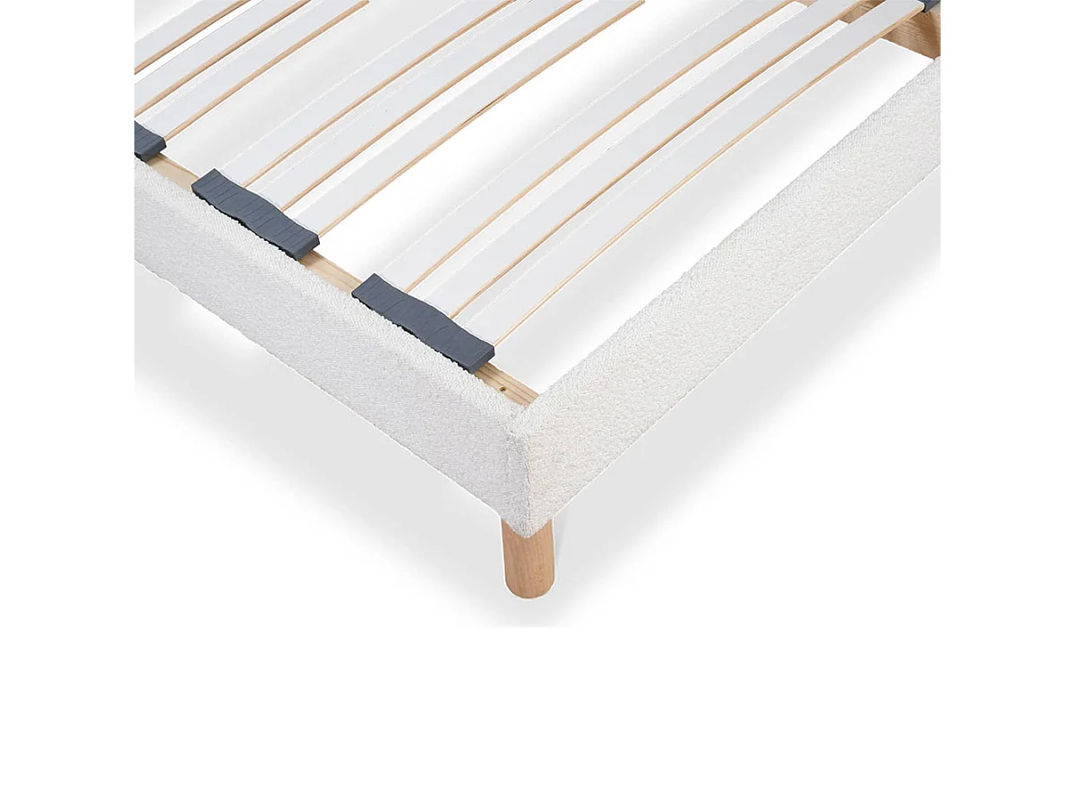 Sommier à lattes BIANCA 140x190 cm - laine bouclée blanc