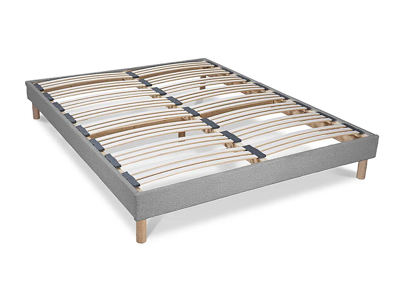 Sommier à lattes laine bouclée beige BIANCA - 90 x 200 cm