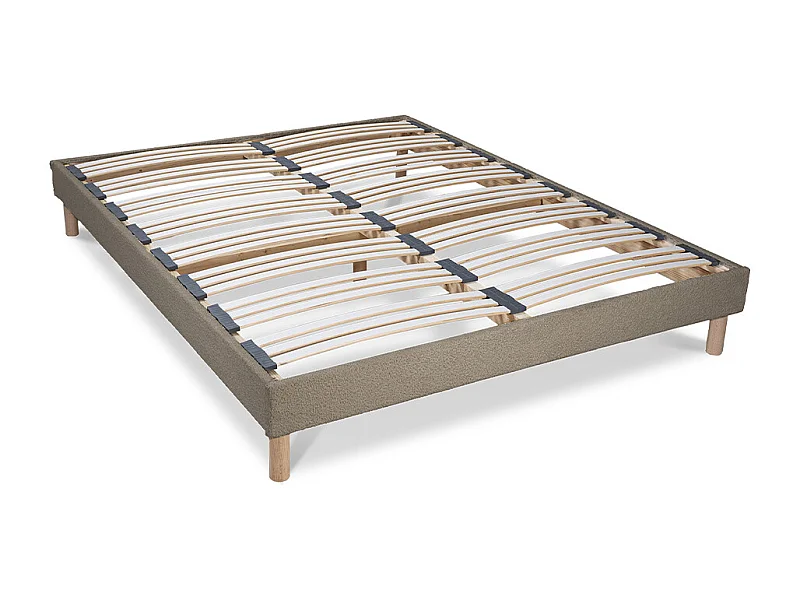 Sommier à lattes laine bouclée Taupe BIANCA - 160 x 200 cm