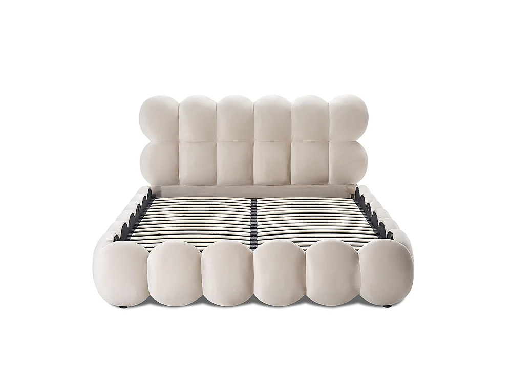 Lit coffre Megève velours beige 160x200 cm