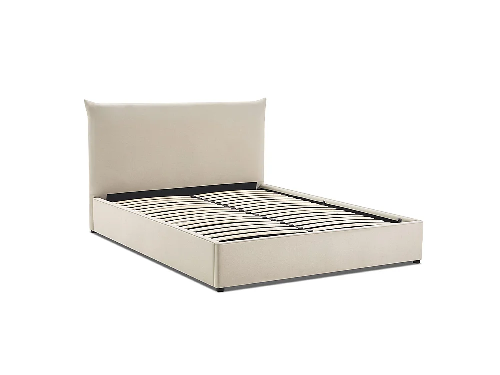 Lit coffre Megève velours beige 160x200 cm