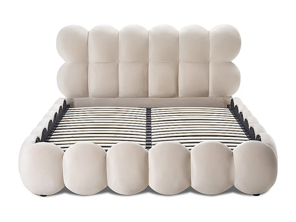 Lit coffre Megève velours beige 180x200 cm