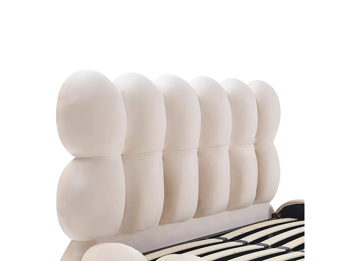 Lit coffre Megève velours beige 140x190 cm