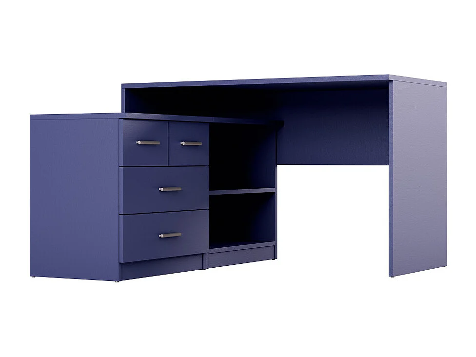 Scrivania angolare 120x120 cm con cassetti, armadietto e mensole – stile moderno – EMEBLAST