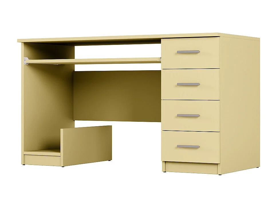 Bureau 130 cm avec tiroirs et étagère coulissante – moderne et pratique