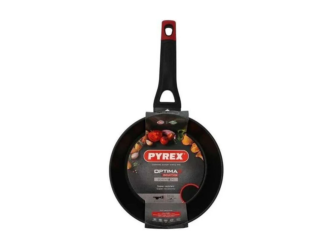 Sartén honda Óptima + Pyrex aluminio forjado negro Ø24 cm