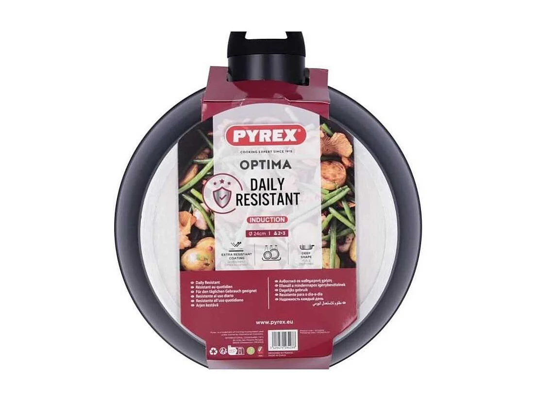 Sartén honda Óptima + Pyrex aluminio forjado negro Ø24 cm