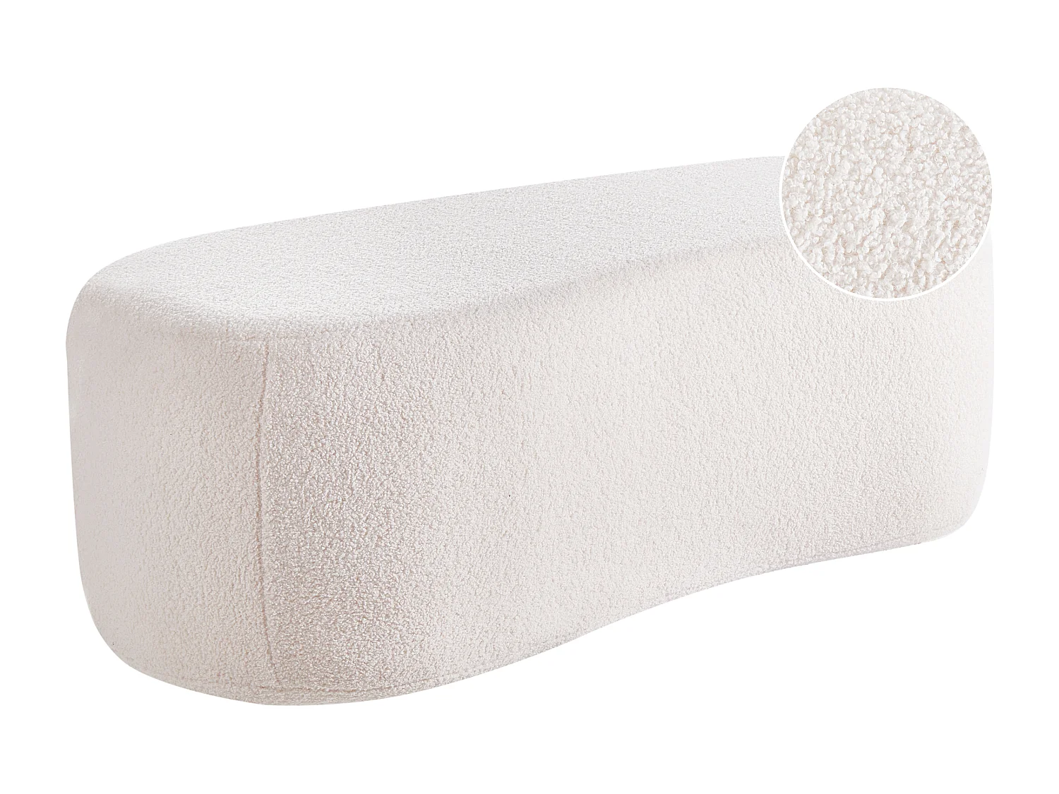 Pouf BAYARD Bouclé Cremeweiss 115 cm 56 cm 43 cm