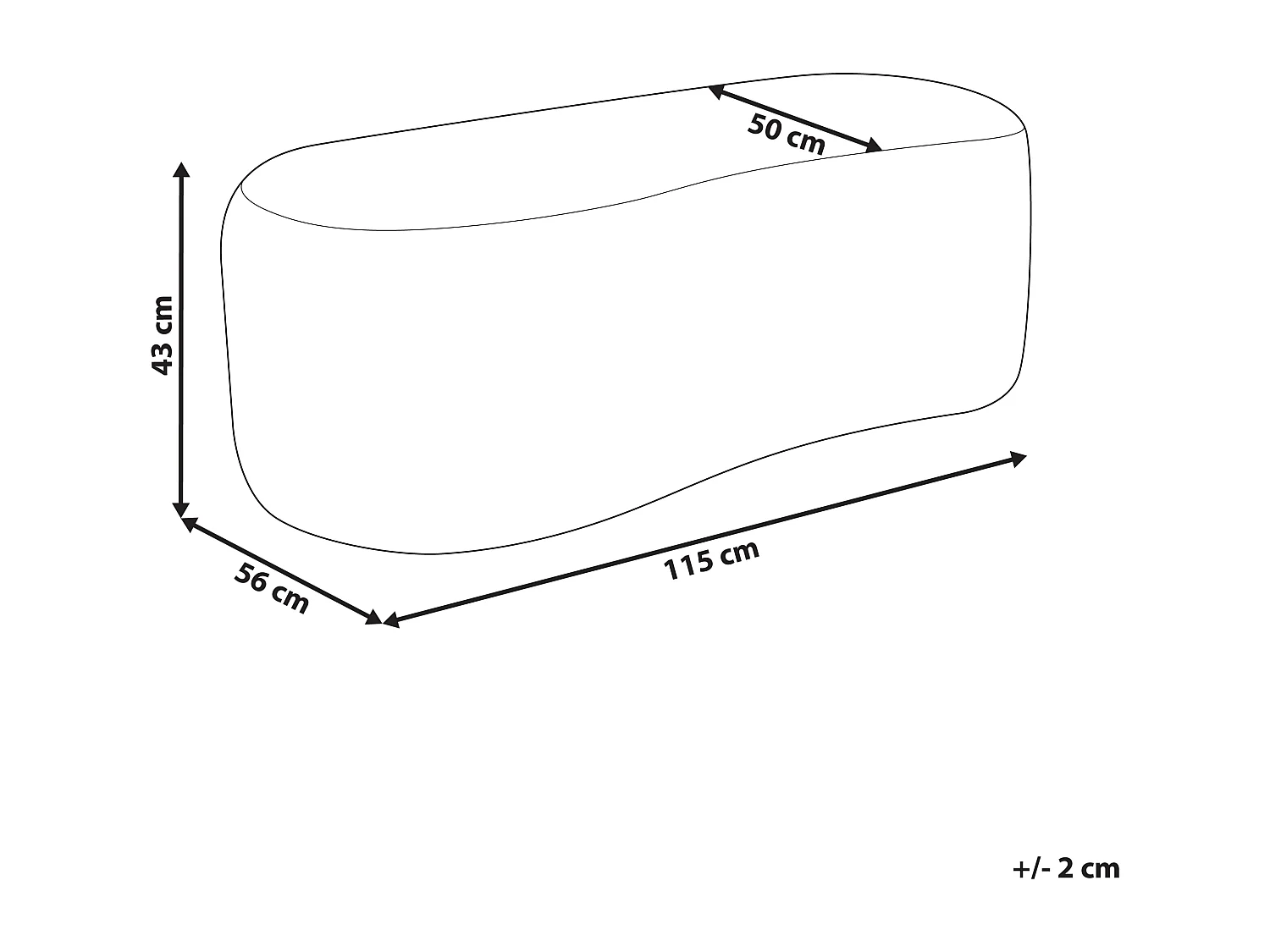 Pouf BAYARD Bouclé Cremeweiss 115 cm 56 cm 43 cm
