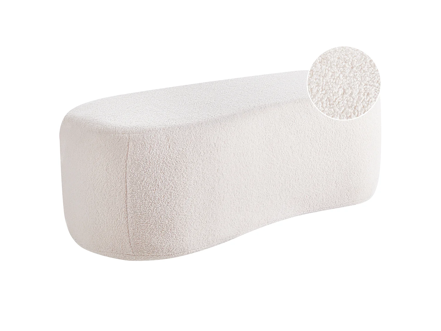 Pouf BAYARD Bouclé Blanc cassé 115 cm 56 cm 43 cm