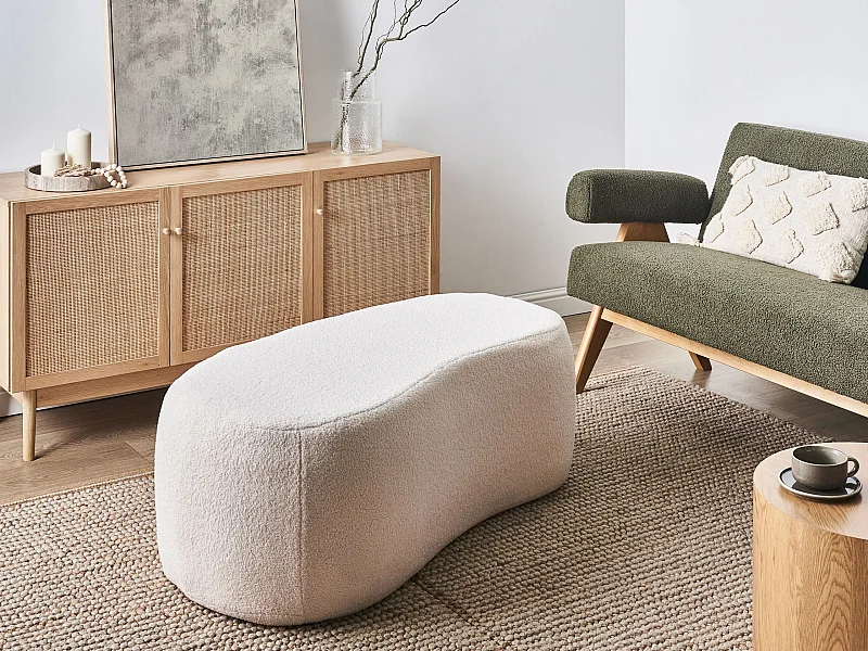 Pouf BAYARD Bouclé Cremeweiss 115 cm 56 cm 43 cm