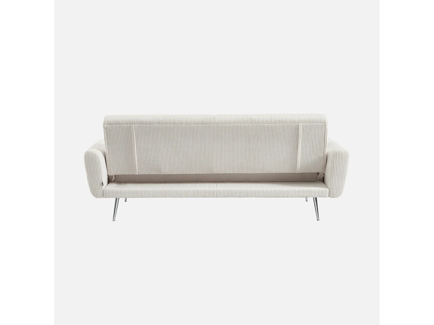 Divano letto in velluto a coste con struttura in legno di eucalipto e