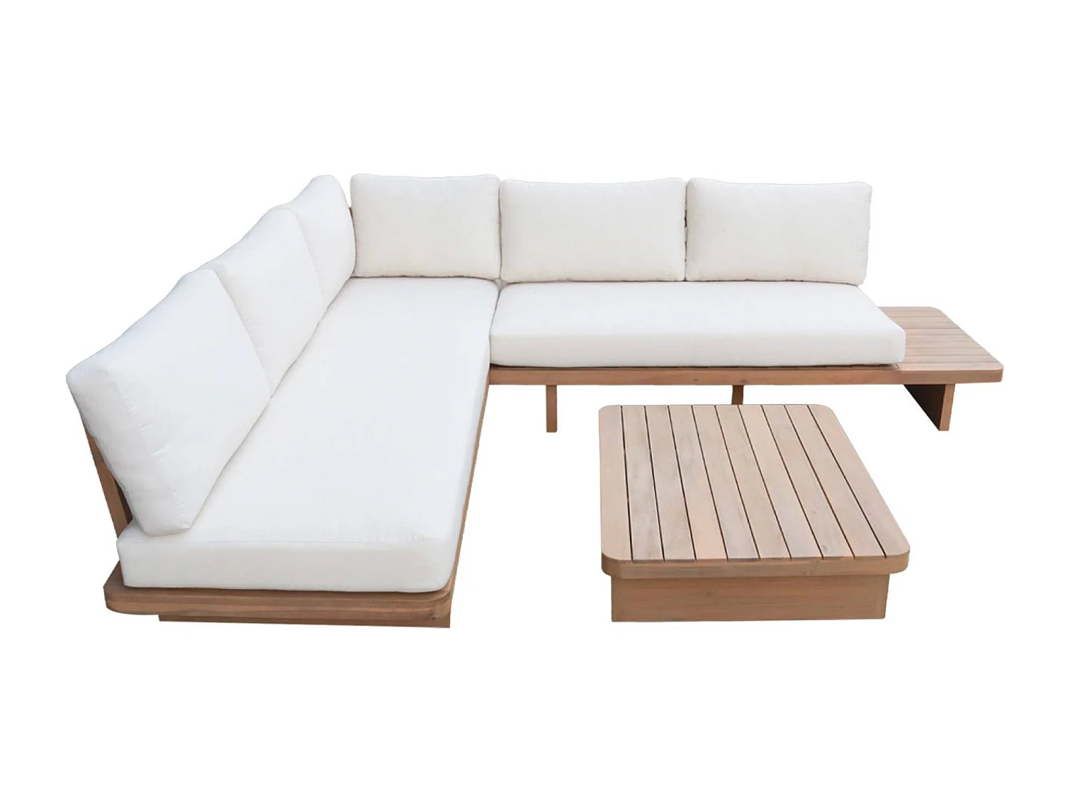 Salotto da giardino angolare in legno di acacia, 5 posti, marrone