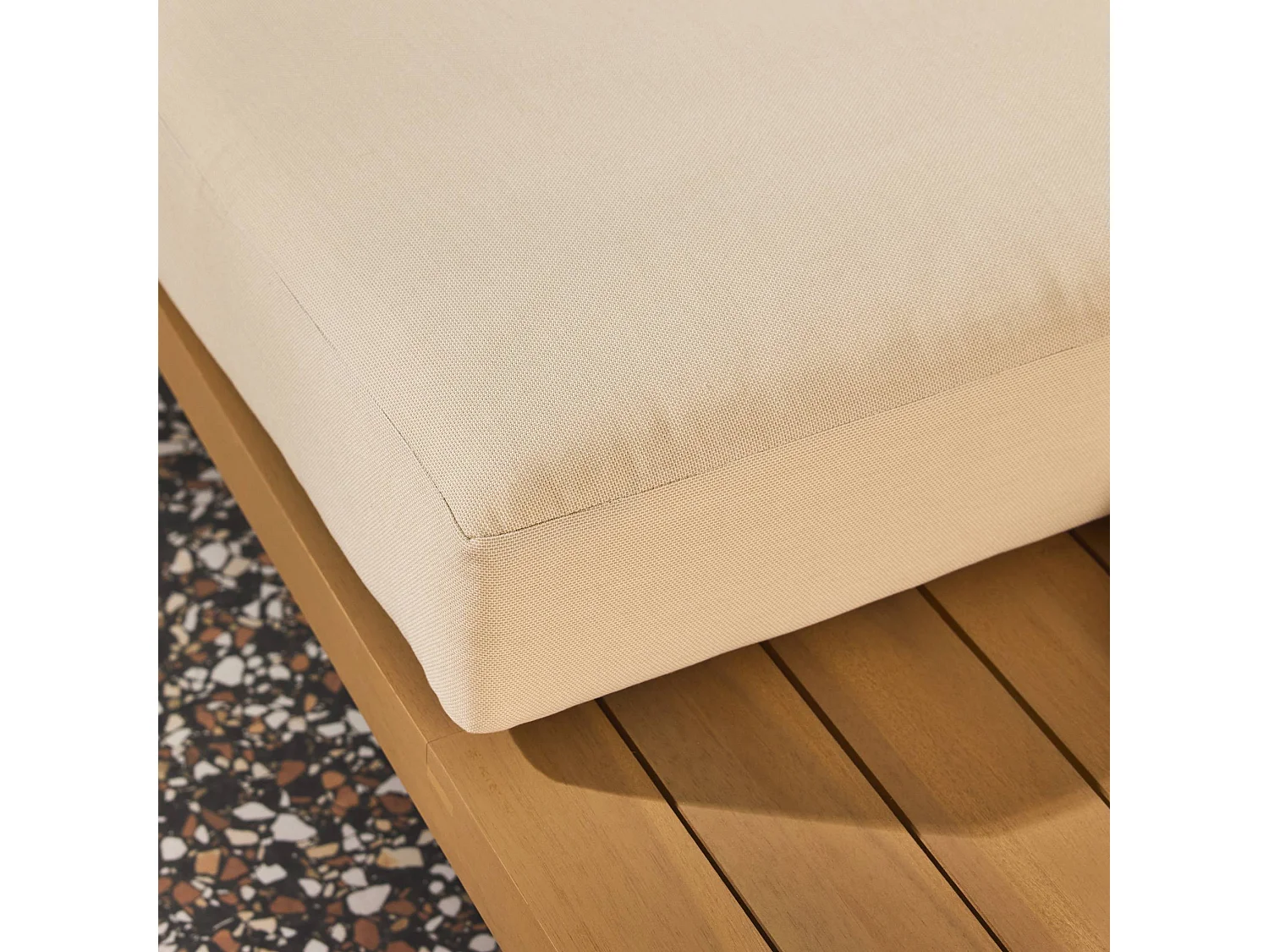 Salon de jardin d'angle bois d'acacia 5 places beige - Zenzu