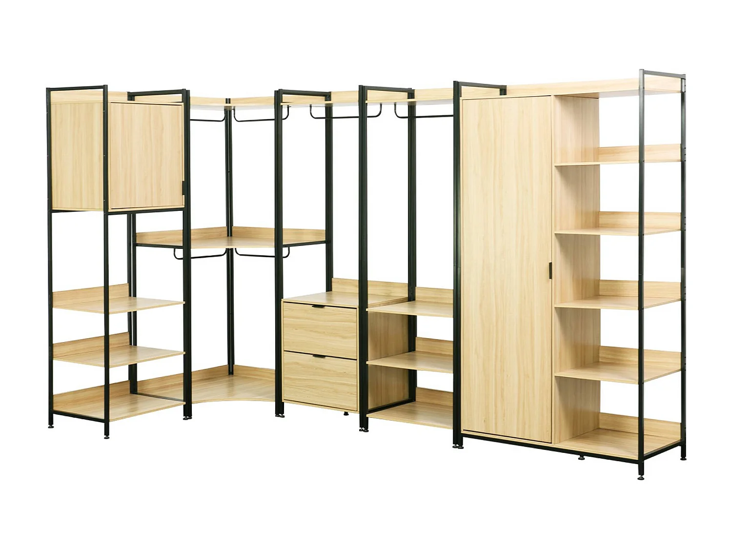 Kit dressing modulable noir avec 5 éléments. L 360 x P 48 x H 190