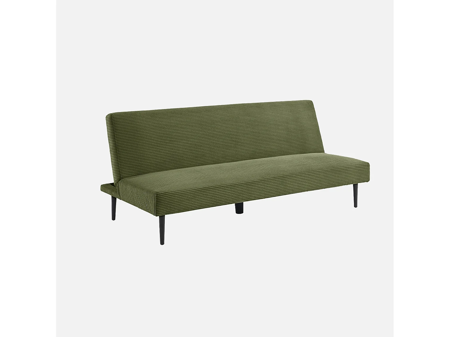 Canapé banquette convertible 3 places velours côtelé kaki piétement métal L 180 x P 100 x H 74.5 cm - Max