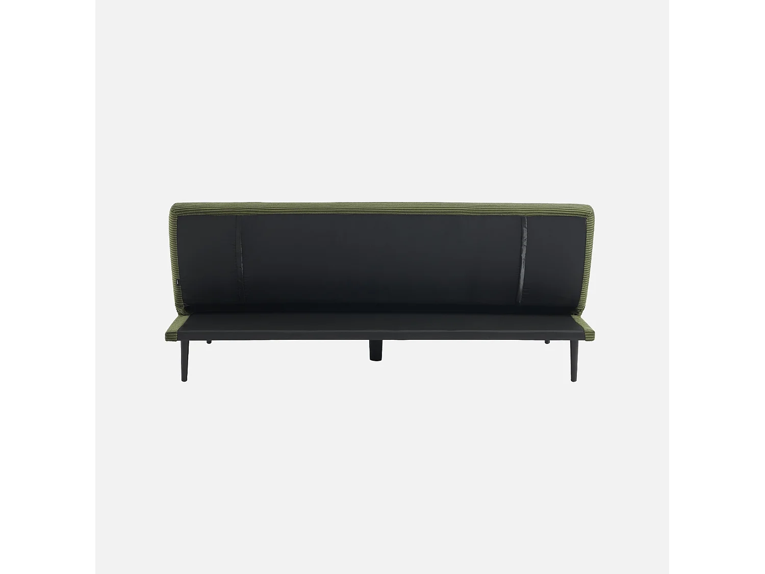Canapé banquette convertible 3 places velours côtelé kaki piétement métal L 180 x P 100 x H 74.5 cm - Max