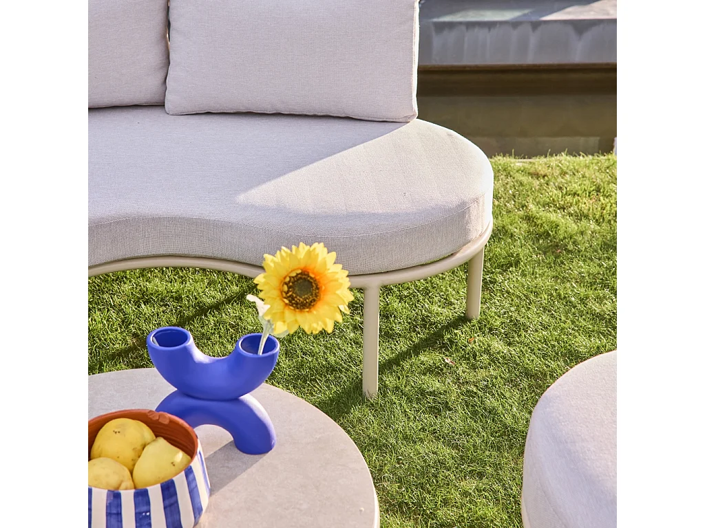 Set giardino in alluminio e tessuto, 4 posti, beige