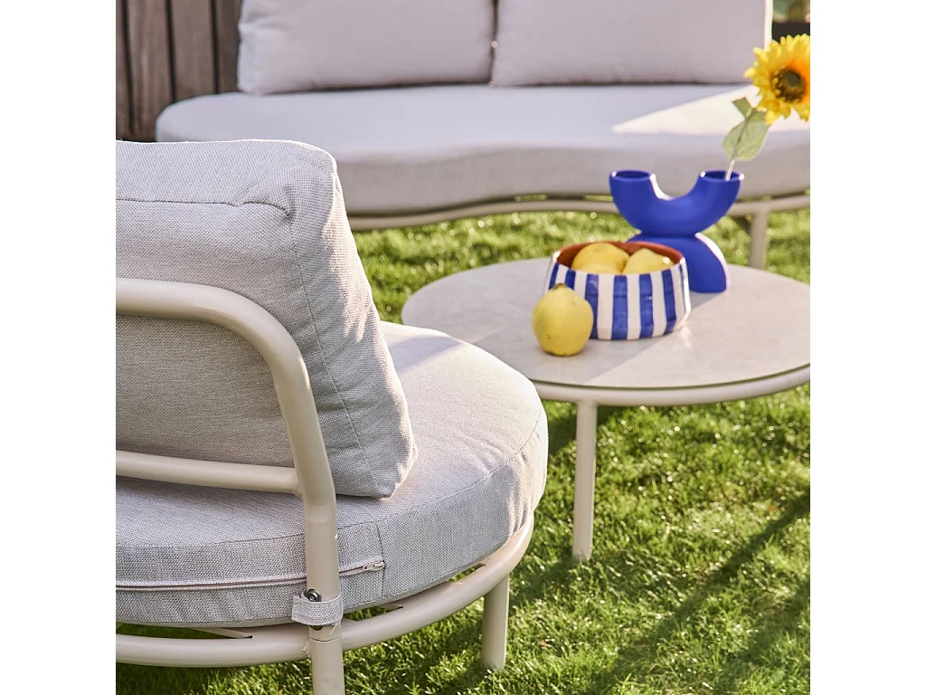 Set giardino in alluminio e tessuto, 4 posti, beige