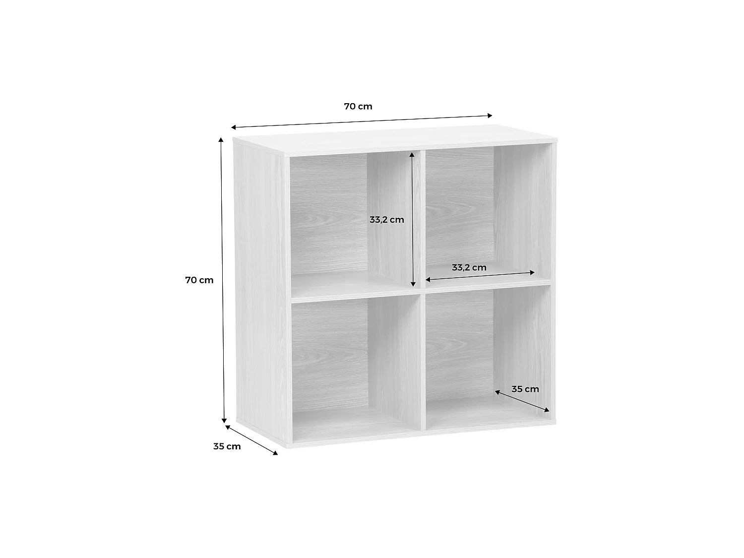 Libreria modulare in legno con 4 scomparti, bianco