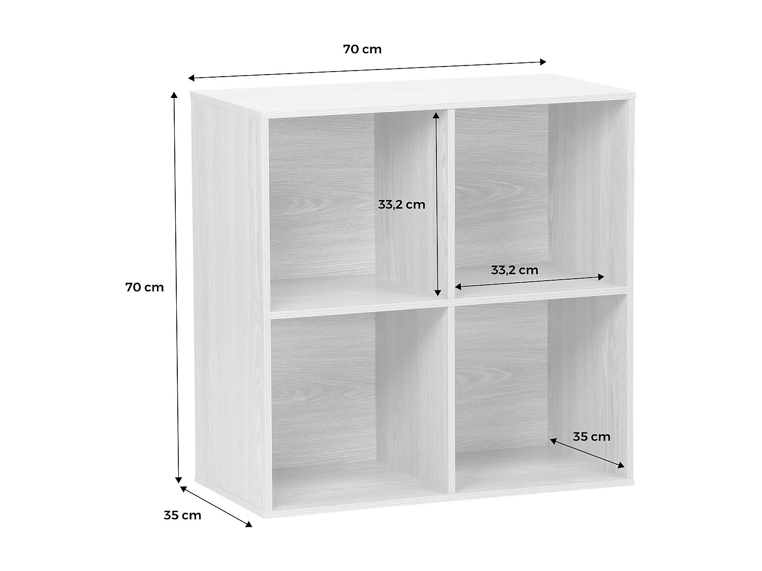 Libreria modulare in legno con 4 scomparti, bianco