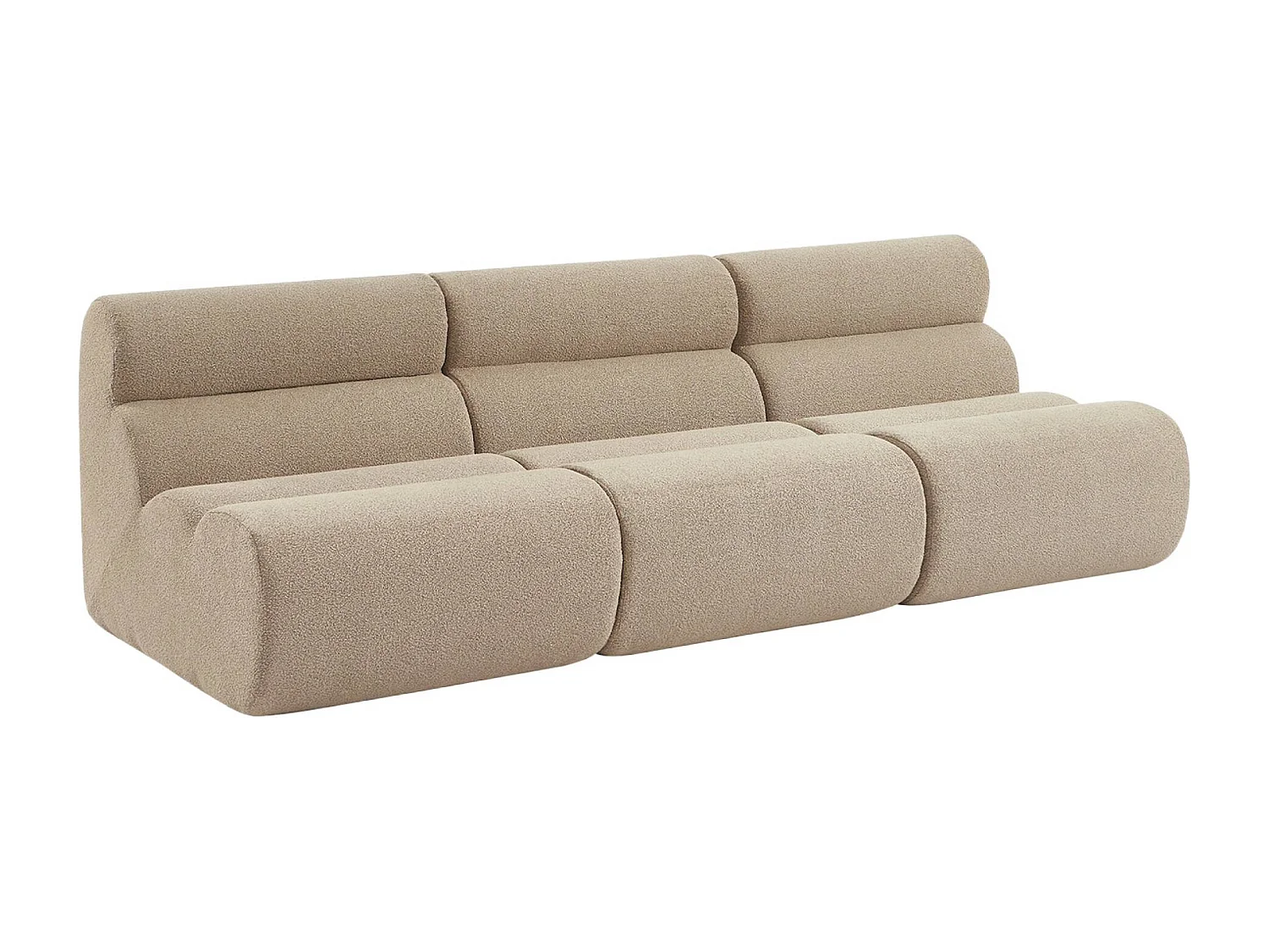 Lot de 3 chauffeuses bouclette texturée beige 1 place - L 81 x P 99 x H 75cm - Nova