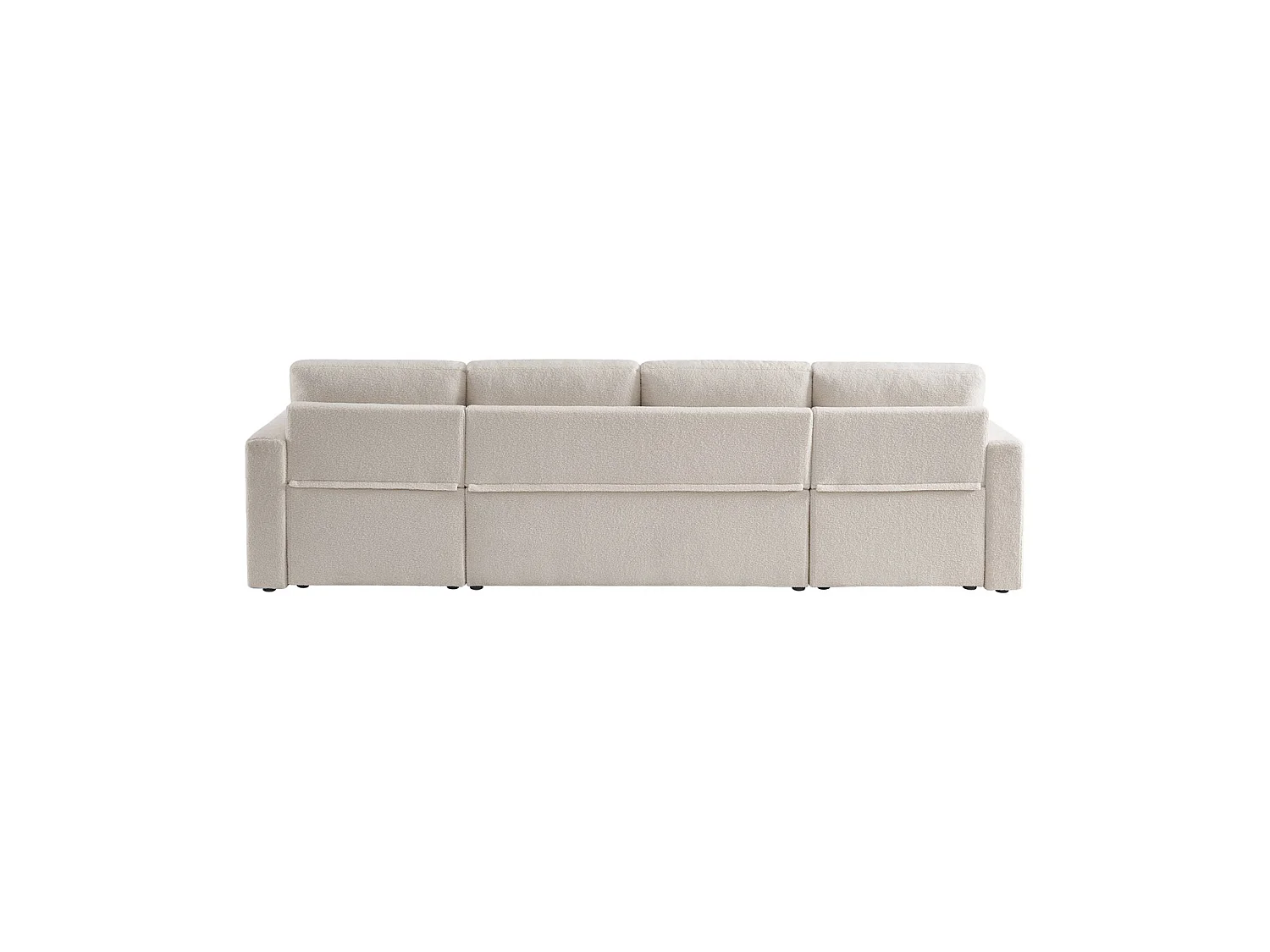 Canapé d'angle panoramique convertible 4 places en tissu bouclette crème