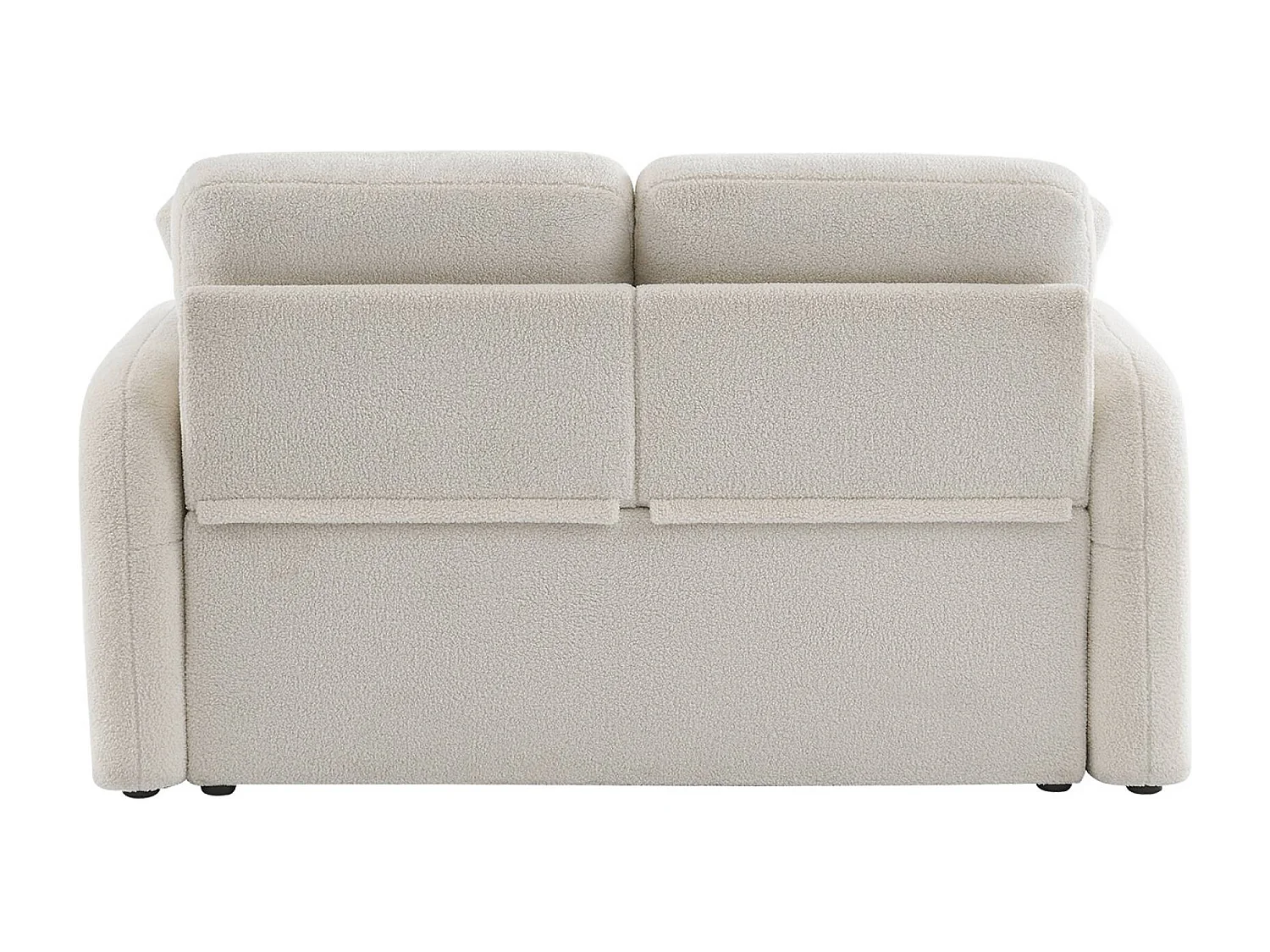 Canapé 2 places cosy rond. tissu bouclettes crème. Milano. L 150 x P 85 x H 85cm