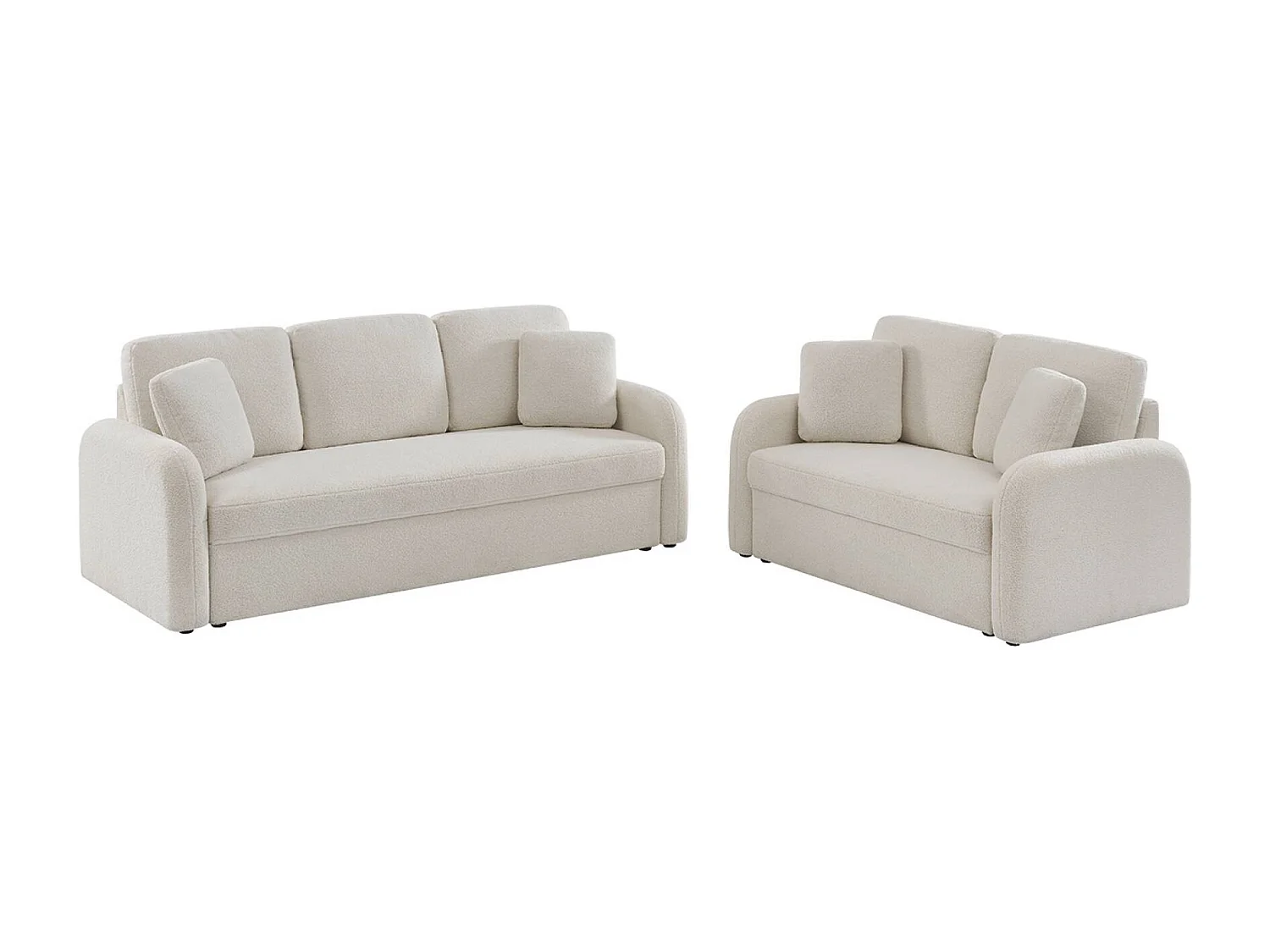 Sofá con borreguito, líneas redondeadas de 2 plazas crema