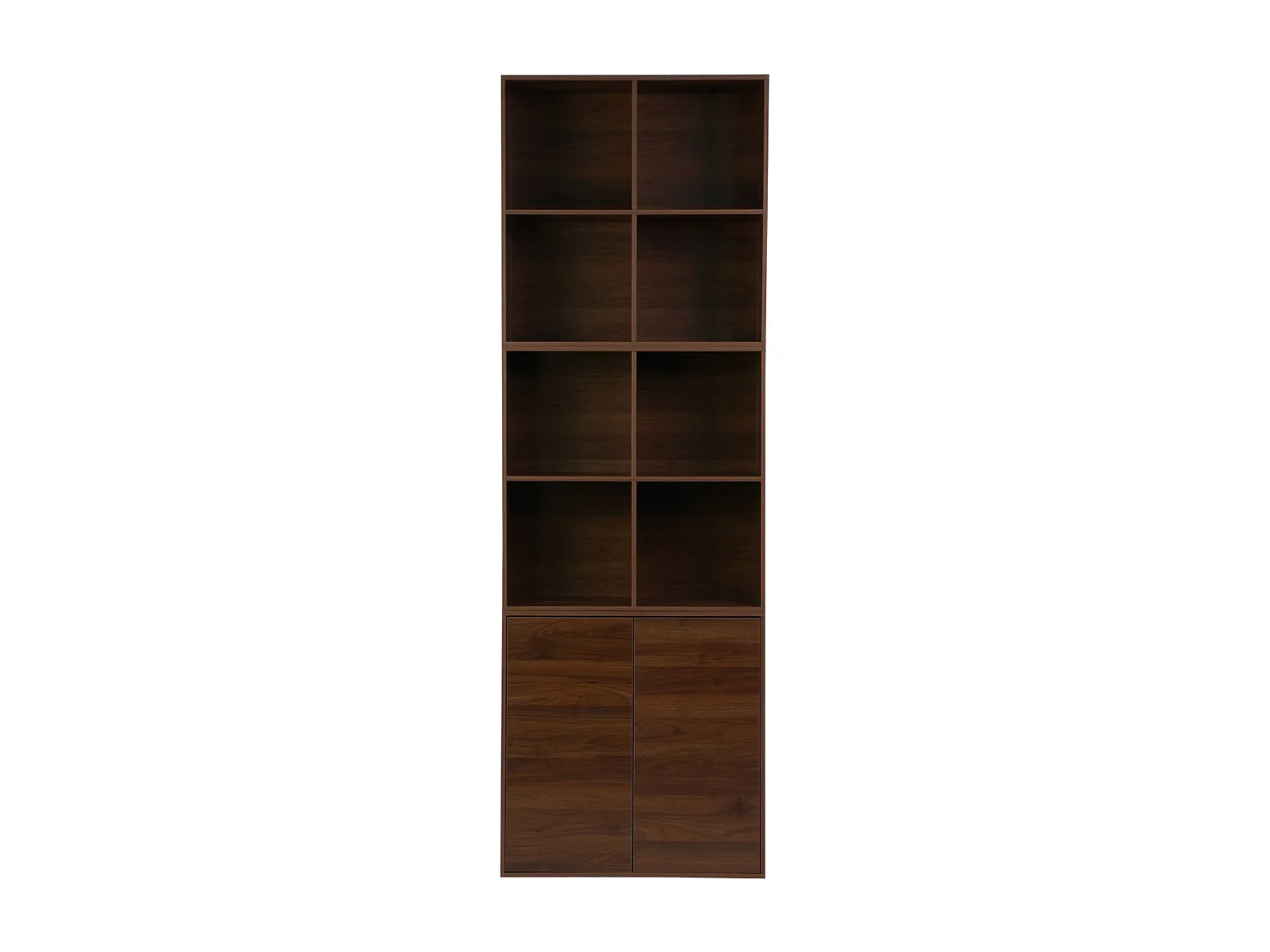 Etagère. bibliothèque. module de rangement décor bois noyer 4 compartiments L 70 x P 35 x H 70cm - Kompo