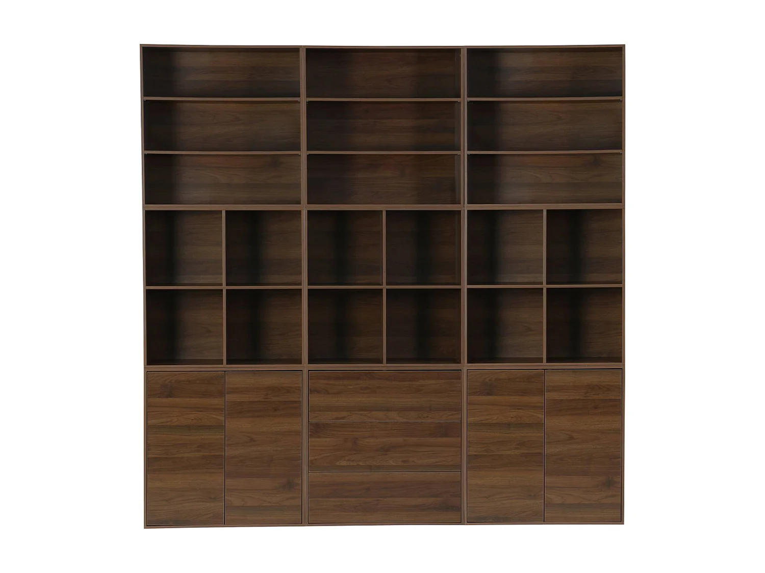 Etagère. bibliothèque. module de rangement décor bois noyer 4 compartiments L 70 x P 35 x H 70cm - Kompo