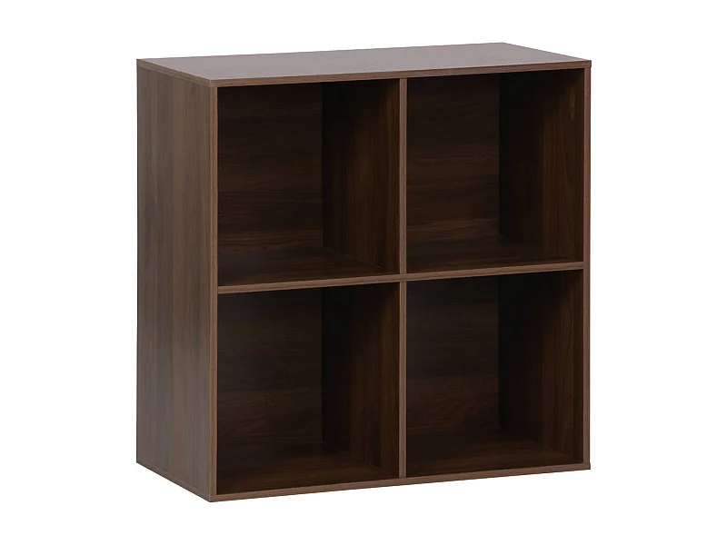 Libreria modulare in legno con 4 scomparti, noce