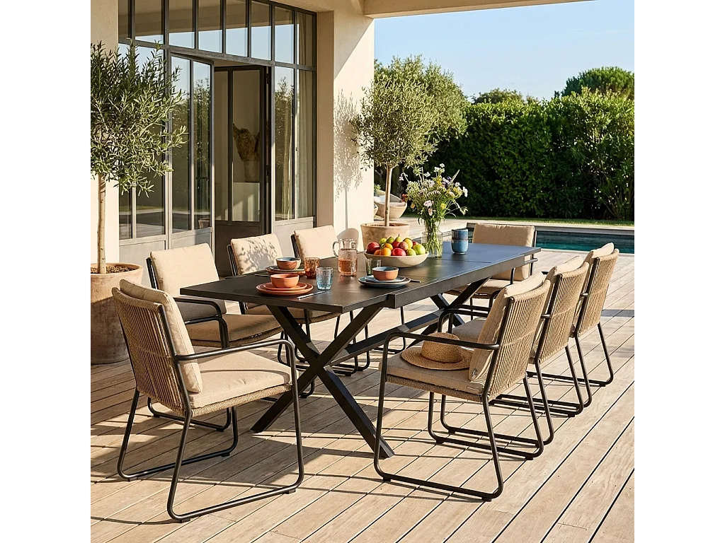 Tavolo da giardino allungabile in alluminio, 240cm, antracite