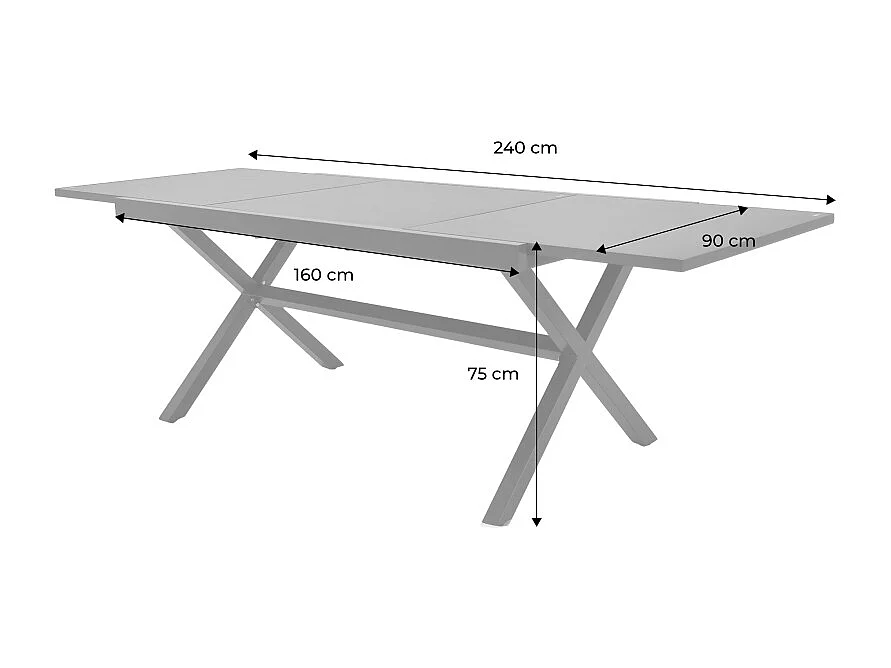 Tavolo da giardino allungabile in alluminio, 240cm, antracite