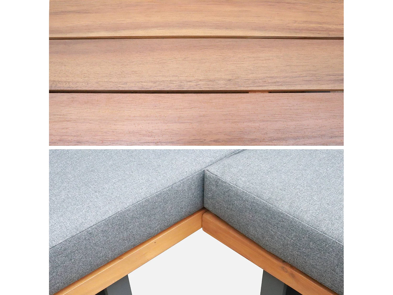 Salon de jardin d'angle bois d'acacia et aluminium 5 places gris - Acalia